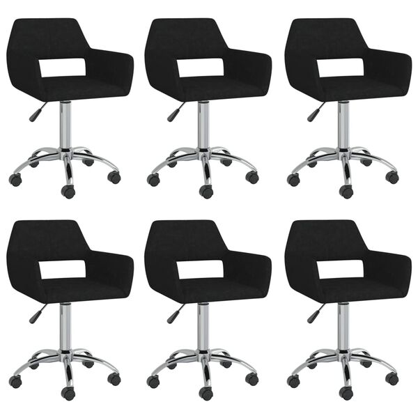 vidaXL Snurrbara matstolar 6 st svart tyg