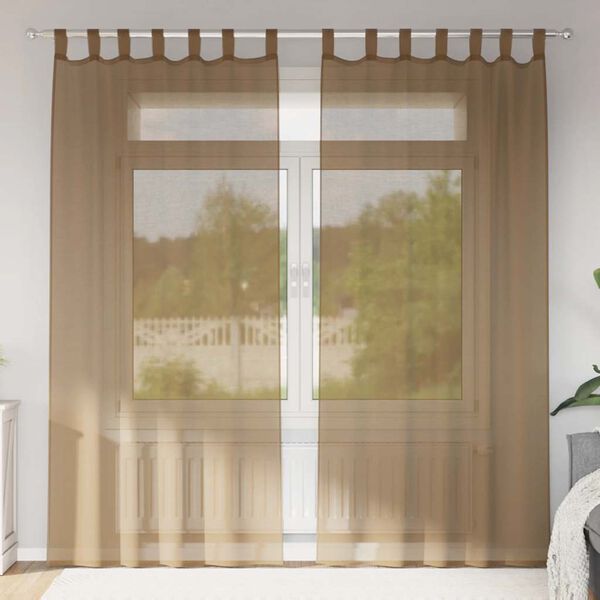 vidaXL Voile gardiner med öglor 2 st ljusbrun 140x245 cm
