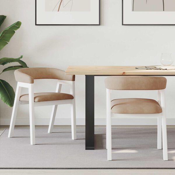 vidaXL Matstolar 2 pcs Vit 54 x 57 x 73 cm Massivt gummitr&auml;