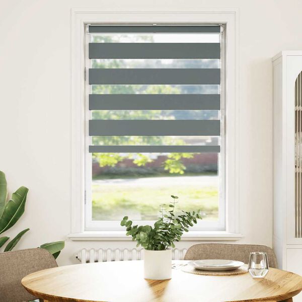 vidaXL Rullgardin zebra m&ouml;rkgr&aring; 90x100 cm tyg bredd 85,9 cm polyester