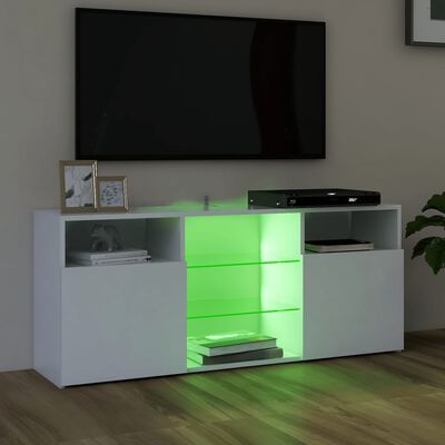 vidaXL TV-bänk med LED-belysning vit 120x30x50 cm