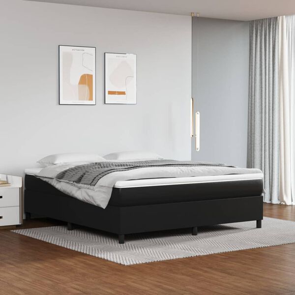 vidaXL Boxspring-s&auml;ngram svart 180x200 cm konstl&auml;der