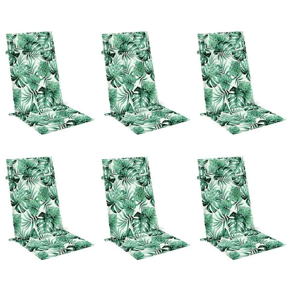 vidaXL Stolsdynor f&ouml;r stolar med h&ouml;g rygg 6 st bladm&ouml;nster oxfordtyg