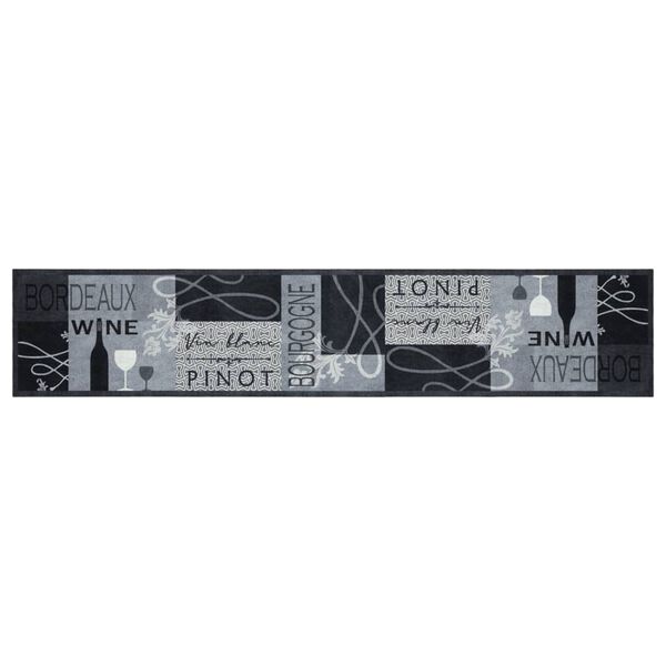 vidaXL K&ouml;ksmatta maskintv&auml;ttbar Wine gr&aring; 60x300 cm sammet