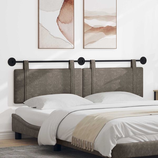 vidaXL H&auml;ngande Huvudgavel V&auml;ggmonterad Gr&aring; 170 x 55 x 5 cm Antik PU