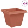 vidaXL Kvadratisk Blomkruka 24 pcs Murgr&ouml;n 38 x 38 x 30 cm Plast