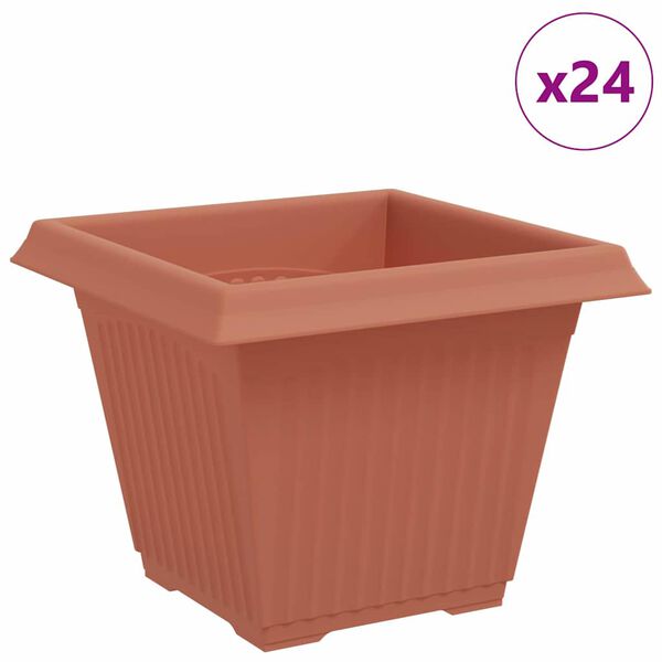 vidaXL Kvadratisk Blomkruka 24 pcs Murgr&ouml;n 38 x 38 x 30 cm Plast