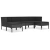 vidaXL Loungegrupp med dynor 6 delar svart konstrotting