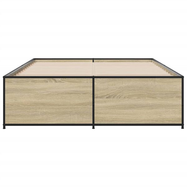 vidaXL Sängram sonoma-ek 140x190 cm konstruerat trä och metall