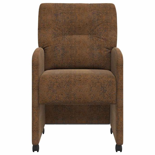 vidaXL Matstolar med hjul 2 pcs Brun 57 x 67 x 95 cm Faux mockaläder