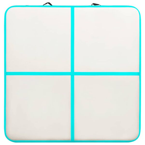 vidaXL Uppbl&aring;sbar gymnastikmatta med pump 200x200x10 cm PVC gr&ouml;n