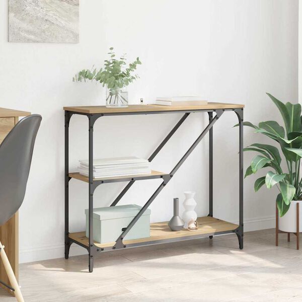 vidaXL Konsolbord Artisan Ek 88,5 x 30 x 75 cm Konstruerat tr&auml;