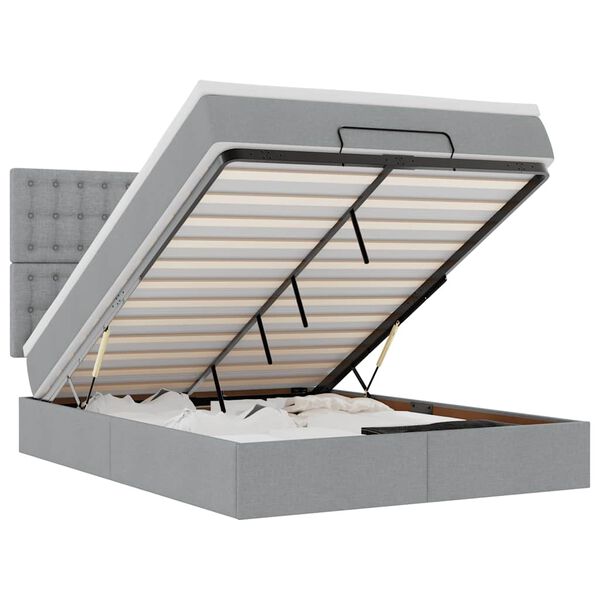 vidaXL Ottoman s&auml;ngram med madrass ljusgr&aring; 140x200 cm tyg