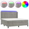 vidaXL Rams&auml;ng med madrass & LED ljusgr&aring; 160x200 cm sammet