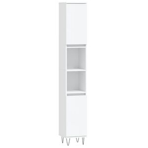 vidaXL Badrumssk&aring;p vit 30x30x190 cm konstruerat tr&auml;