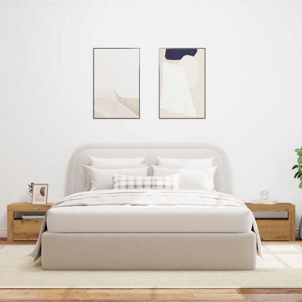 vidaXL S&auml;ngbord 2 st med LED-belysning artisan ek 60x35x40 cm