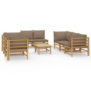 vidaXL Loungegrupp 9 delar taupe dynor bambu