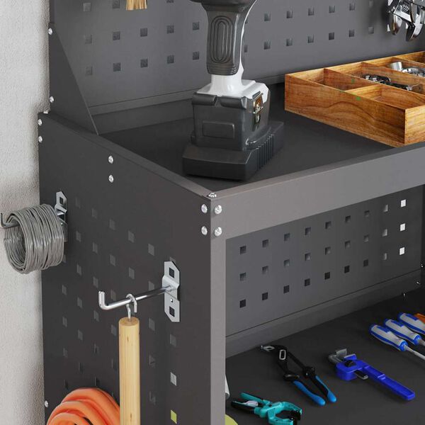 vidaXL Verktygsvagn med hylla Svart 65 x 35 x 111 cm Kallvalsat st&aring;l