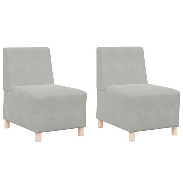 vidaXL Modulsofa utan armstöd 2 pcs Ljusgrå 55 x 74 x 82 cm Sammet