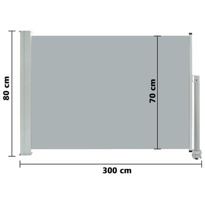 vidaXL Infällbar sidomarkis 80x300 cm grå