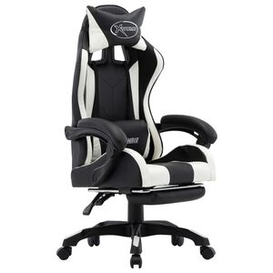 vidaXL Gamingstol med fotst&ouml;d vit och svart konstl&auml;der