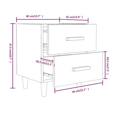 vidaXL Sängbord 2 st betonggrå 40x35x47,5 cm