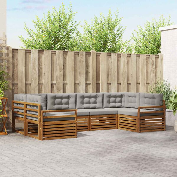 vidaXL Utomhussoffset 6 pcs Naturlig och Ljus Gr&aring; Massivt Akaciatr&auml;