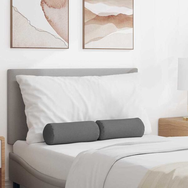 vidaXL Bolsterkuddar 2 pcs M&ouml;rkgr&aring; &Oslash; 15 x 40 cm tyg