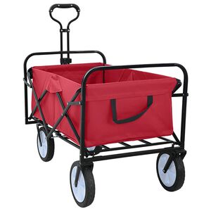 vidaXL Hopf&auml;llbar shoppingvagn med bromsar R&ouml;d 94 x 53 x 99 cm