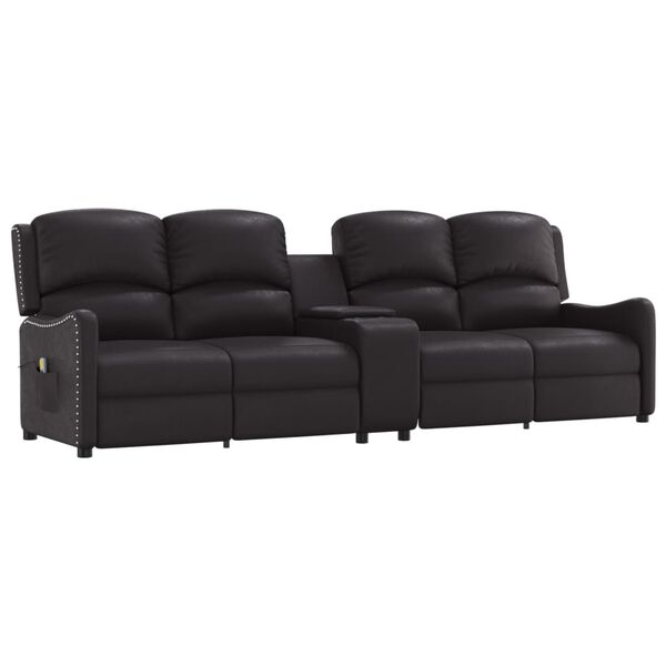 vidaXL Massagefåtölj med kopphållare 4-sits svart glansigt konstläder