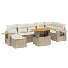 vidaXL Matgrupp f&ouml;r tr&auml;dg&aring;rden med dynor 8 delar beige konstrotting