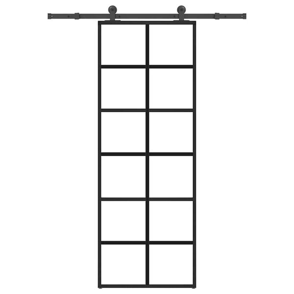 vidaXL Skjutdörr med beslagset ESG glas och aluminium 76x205 cm