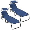 vidaXL Hopf&auml;llbar solstol 2 pcs Bl&aring; 190 x 57 x 81 cm oxford