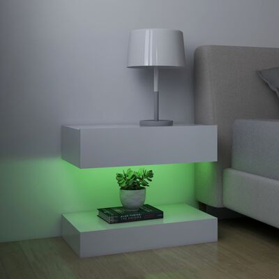 vidaXL Sängbord LED 2 st vit 60x35 cm konstruerat trä