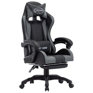 vidaXL Gamingstol med fotst&ouml;d gr&aring; och svart konstl&auml;der