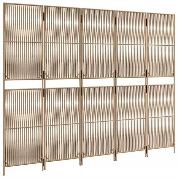 vidaXL Rumsavdelare 5 paneler beige konstrottning