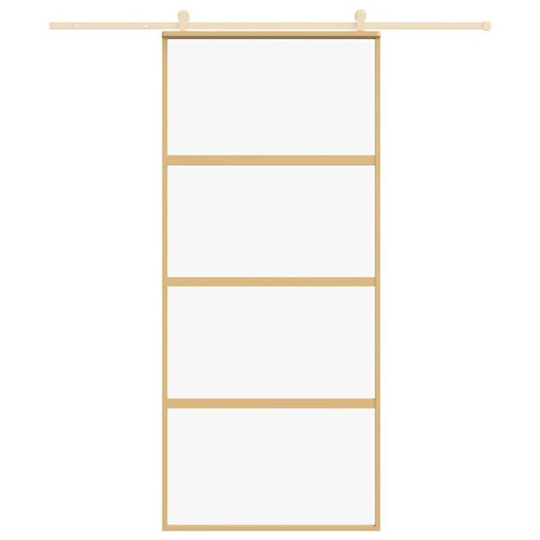 vidaXL Skjutd&ouml;rr guld 90x205 cm klart ESG-glas och aluminium