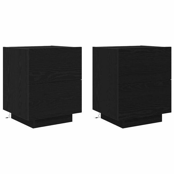 vidaXL Nattduksbord 2 pcs Svart Ek 45 x 40 x 55 cm Konstruerat tr&auml;