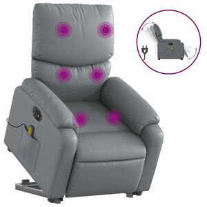 vidaXL Massagef&aring;t&ouml;lj med uppresningshj&auml;lp gr&aring; konstl&auml;der
