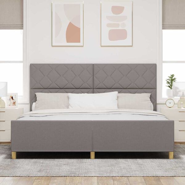 vidaXL S&auml;ngram med huvudgavel Taupe 200 x 200 cm tyg