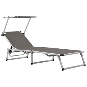 vidaXL Hopf&auml;llbar sols&auml;ng med tak aluminium och textilen gr&aring;