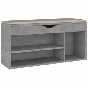 vidaXL Skob&auml;nk med dyna betonggr&aring; 104x30x49 cm konstruerat tr&auml;
