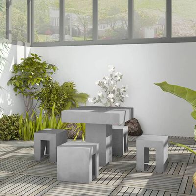 vidaXL Matbord för trädgården 5 delar betong