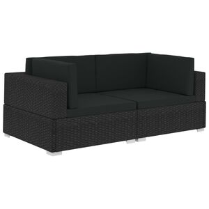 vidaXL H&ouml;rnsitsar modulsoffa 2 st med dynor konstrotting svart