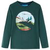 vidaXL Kid's T-shirt med l&aring;nga &auml;rmar m&ouml;rkgr&ouml;n 116