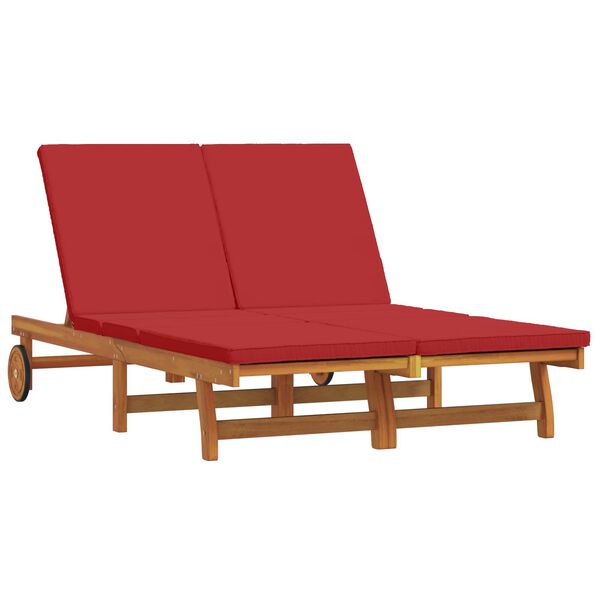 vidaXL Solstol Reclining Brun 125 x 200 x 84cm Massivt akaciaträ