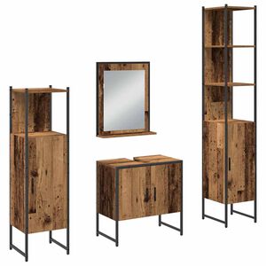 vidaXL Badrumsm&ouml;belset 4 pcs Brun 33 x 33 x 185.5 cm Konstruerat tr&auml;