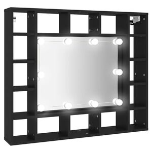 vidaXL Spegelsk&aring;p med LED svart 91x15x76,5 cm