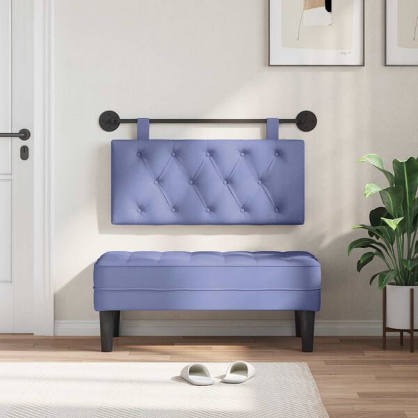 vidaXL H&auml;ngande Huvudgavel V&auml;ggmonterad Jeansbl&aring; 90 x 55 x 7 cm tyg