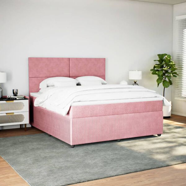 vidaXL Rams&auml;ng med madrass rosa 180x200 cm sammet